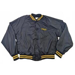 VTG Taylor Jacket Wilson Size XL Black & Yellow Snap Button Satin Varsity Jacket